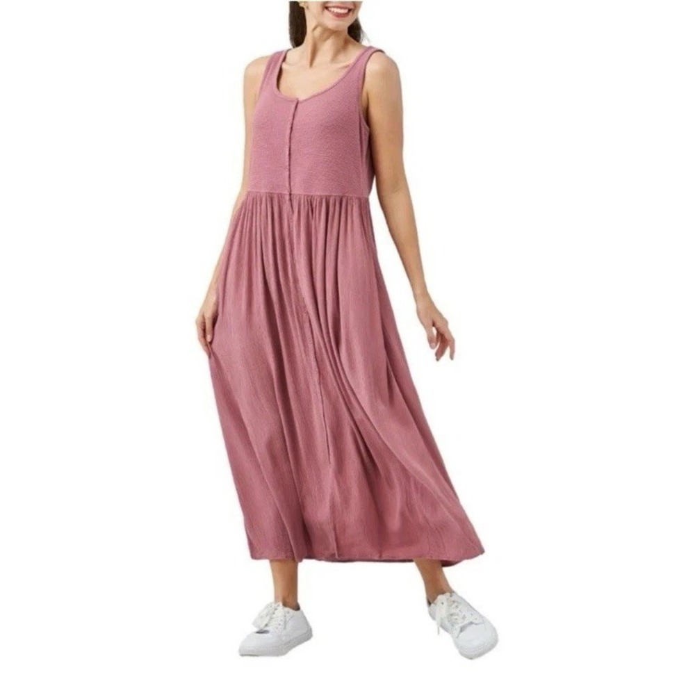 Frye Mauve Pink Button Front Midi Tank Dress Size XXL